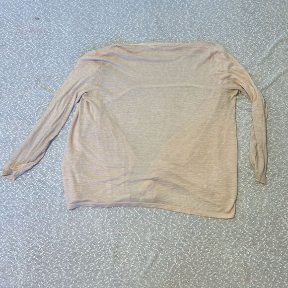 EILEEN FISHER Open Drape Front Silk Linen Peach Cardigan Sweater XL - Picture 3 of 8